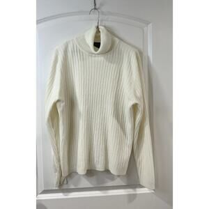 Laura Scott Cable Knit Turtleneck Sweater XL Ivory Cream Cozy Classic